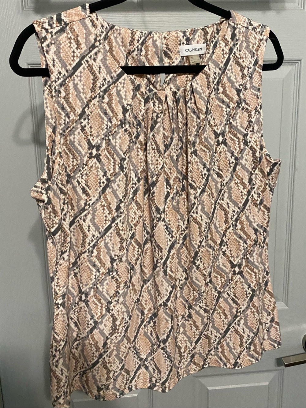 Calvin Klein Beige and Gray Snake-Print Sleeveless Camisole
